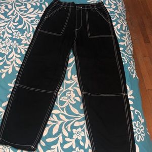 Black Cargo Pants with white stitching H&M